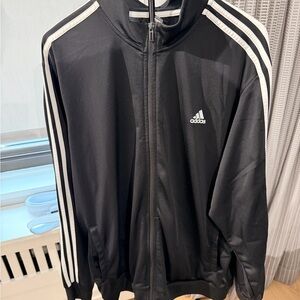 adidas Black Track Jacket with White Three-Stripes